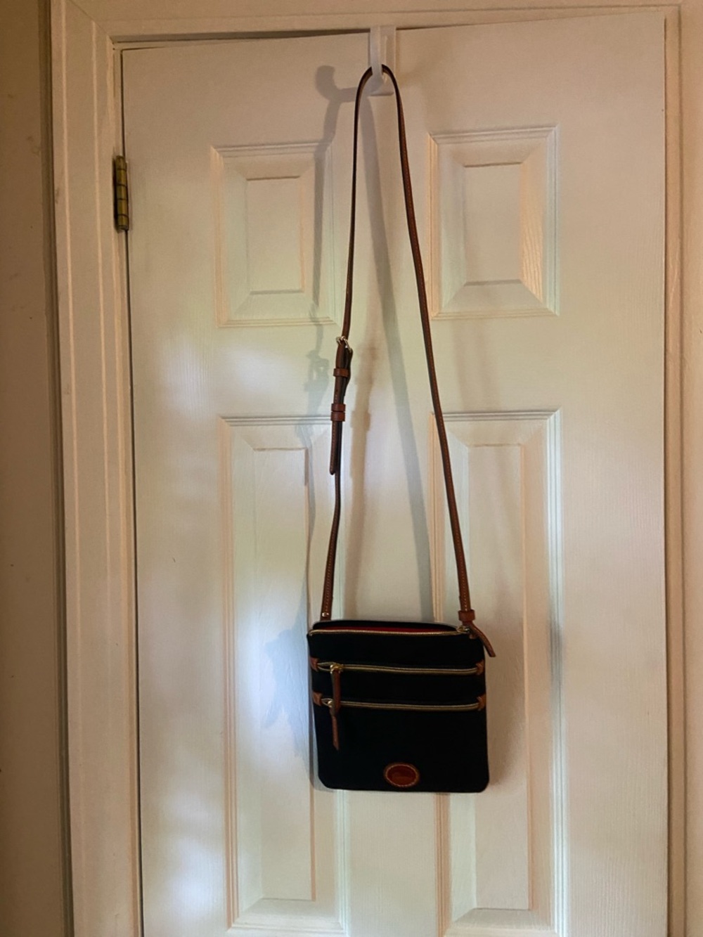 Dooney & Bourke Black Crossbody Bag with Brown Trim